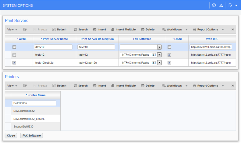 System Data - System Options - Reporting - Tab