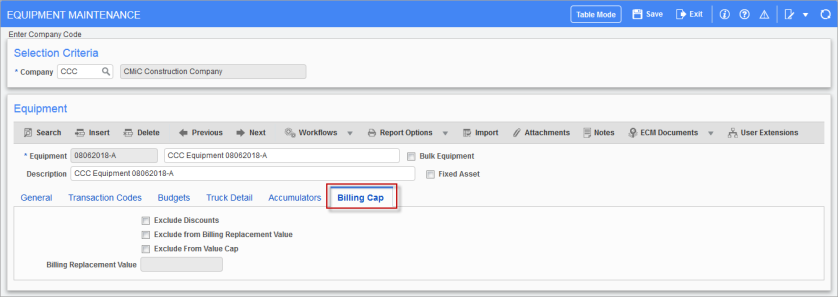 System Data - System Options - Assets - Tab