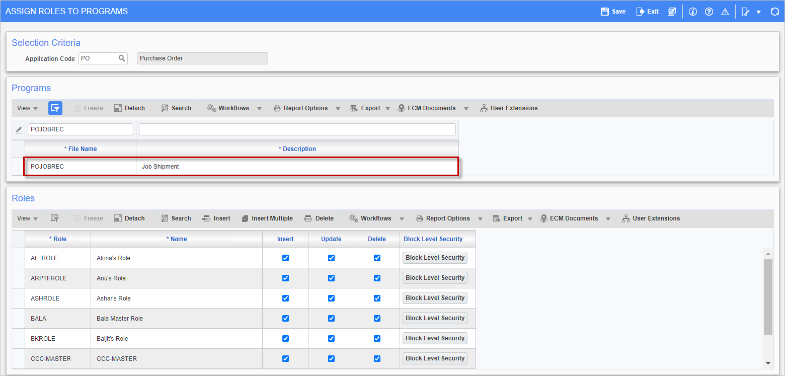 Construct PM - Access to the Requisitions and Receiving Programs