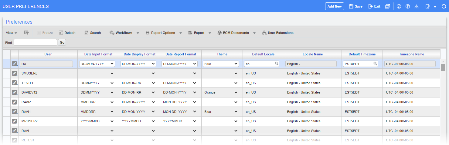 System Data - Defining User Preferences