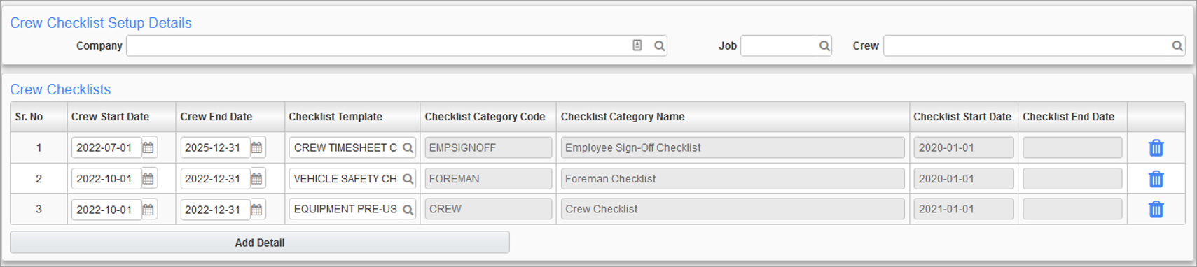 Construct CT Legacy - Checklists