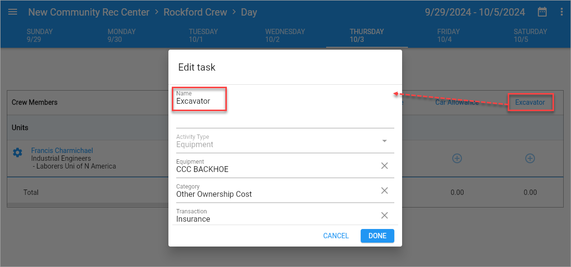 Construct CT Legacy - Task Names