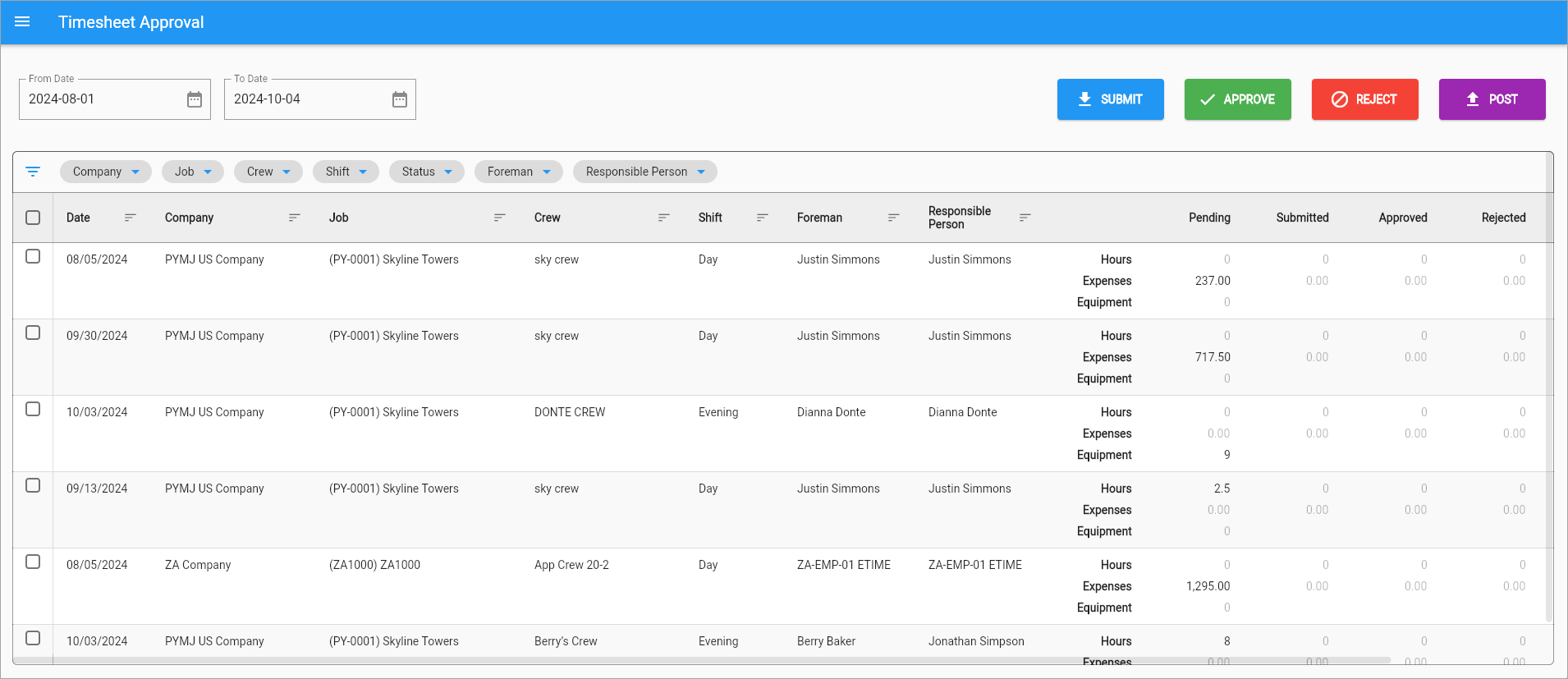 Construct CT Legacy - Timesheet Approval