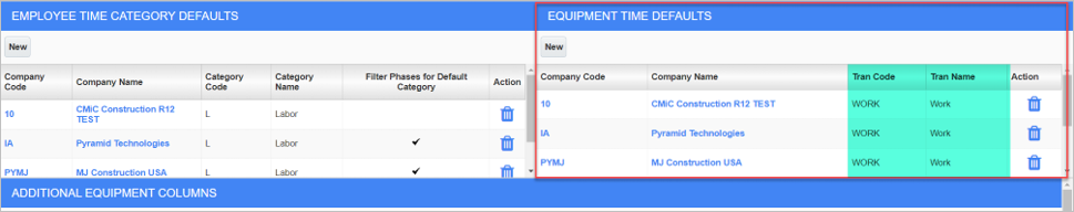 Construct CT Legacy - Equipment Time Entry