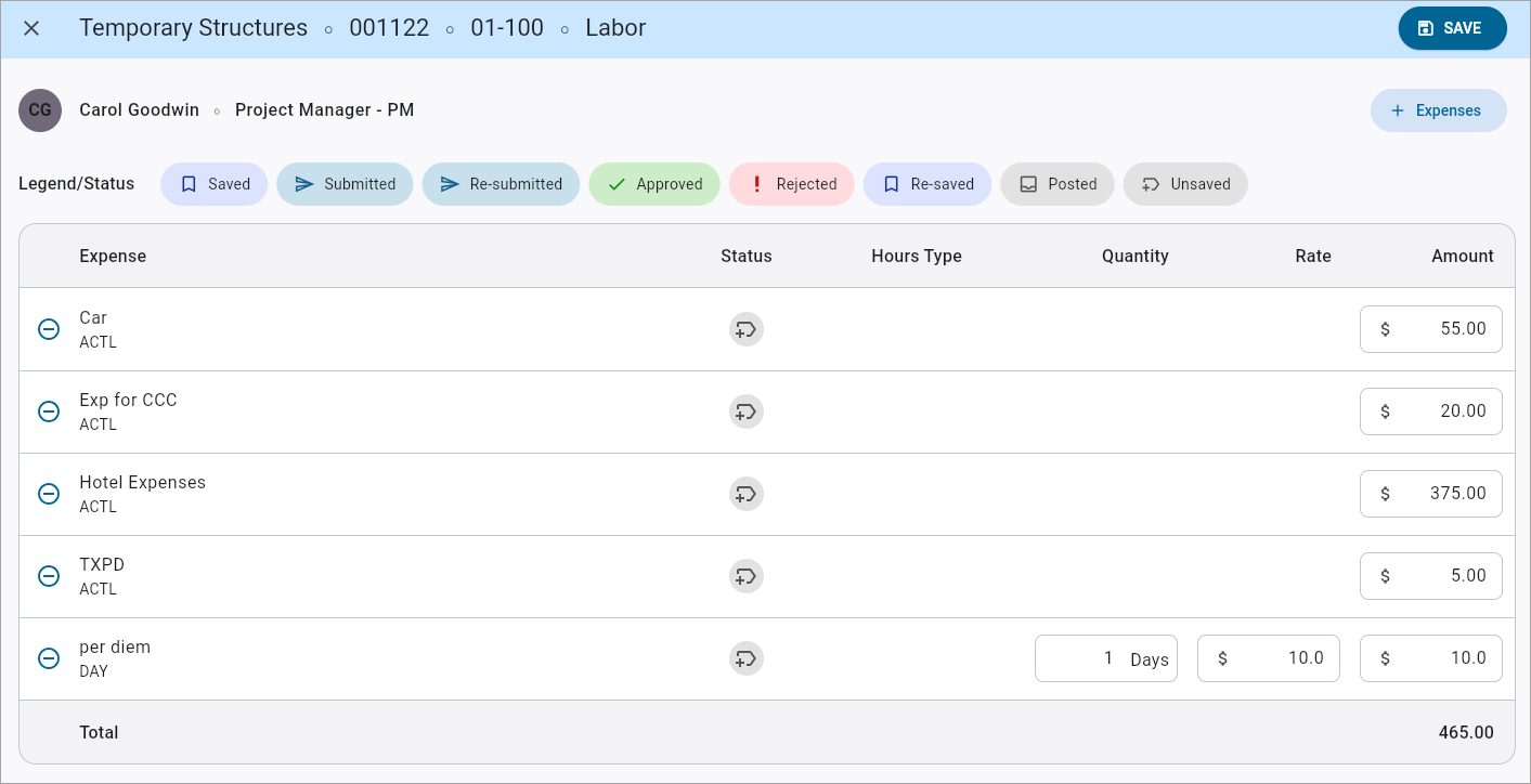 Construct CT - Expense and Approval
